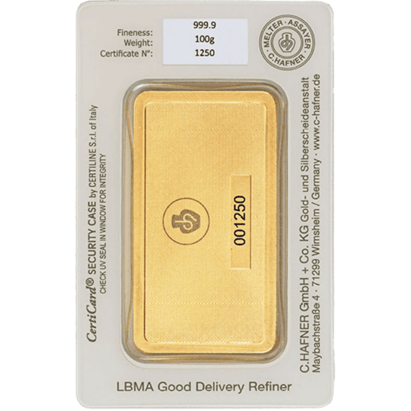 C. Hafner 100 gram goudbaar