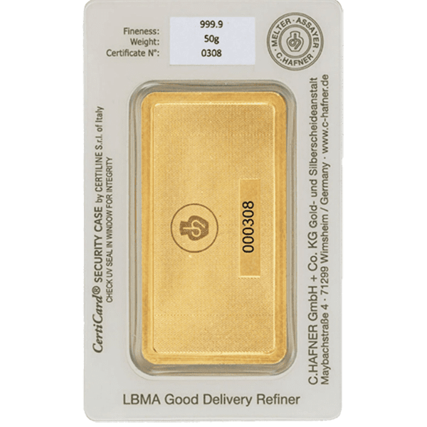 C. Hafner 50 gram goudbaar